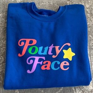 Addison Rae blue pouty face crewneck